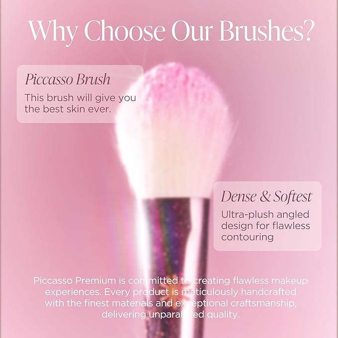 Piccasso 116 Highlighter Brush ? Soft Goat Hair Makeup Brush for Face Ideal for Highlighting Cheekbones Nose and Jawline Fluffy Blush Brush for Natural Glow Professional Korean Beauty