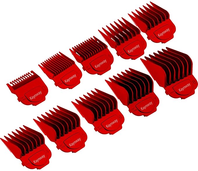 for Andis Magnetic Clipper Guards 10PCS Upgrade Professional Clipper Guard Comb Guides for Andis Master Hair Clippers - 1/16 to 1(Red)