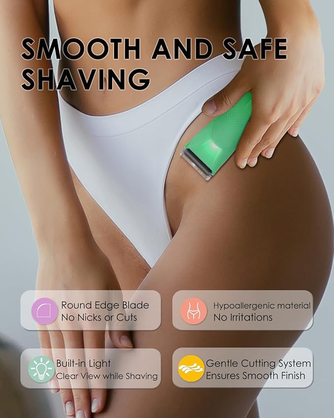 Manscaper for Men Groin Trimmer for Men and Women Body Hair Trimmer and Ball Trimmer with Light Pubic Hair Shaver Manscape Kit 7 Precisions Waterproof Wet / Dry Grooming 240 Minutes Shaving