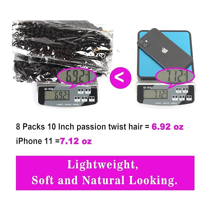 BILEAF 8 Inch Passion Twist Hair 8 Packs Pre-twisted Passion Twist Crochet Hair Pre-looped Crochet Passion Twist Braiding Hair for Women Girls and Kids Bohemian Passion Twists T350