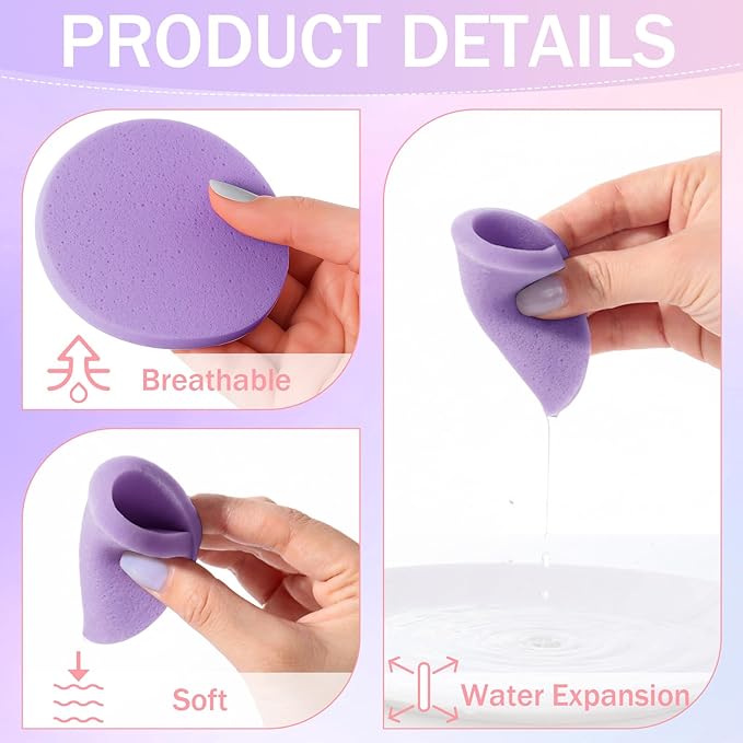 Mifoci 960 Pieces Purple Compressed Facial Sponges for Estheticians Makeup Removal Sponge Pads for Women Spa Exfoliating Face