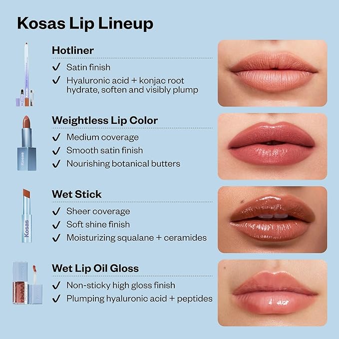 Kosas Wet Lip Oil Gloss ? Plumping Peptide Lip Treatment Gloss in Sheer Cherry Red Hydrating with Hyaluronic Acid Peptides &amp Plant Oils Non-Sticky Vegan Clean Beauty Lip Gloss (Slushy) 0.15 o