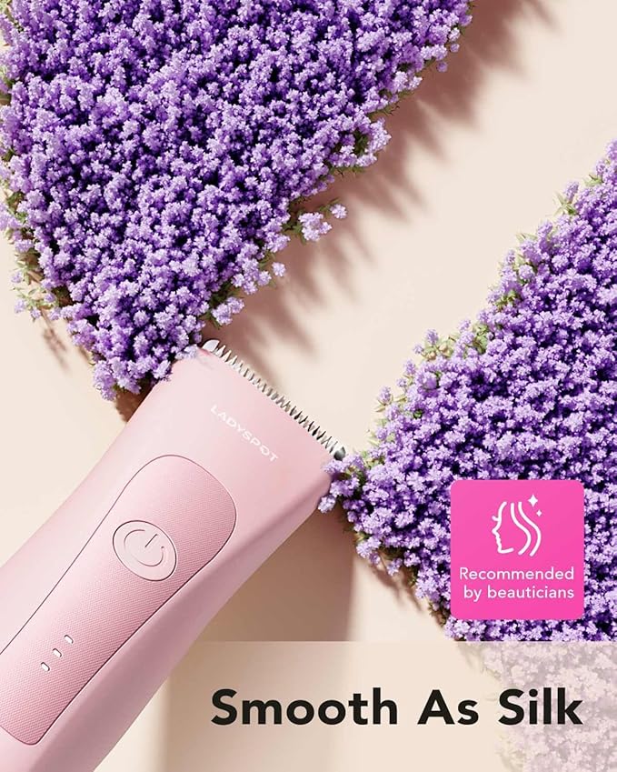 MANSPOT LADYSPOT??Hair Finishing Trimmers with 3 Guard and Replaceable Ceramic Blade Heads LADYSPOT??Hair Shaver Kit Sets (Women-Pink-Version)