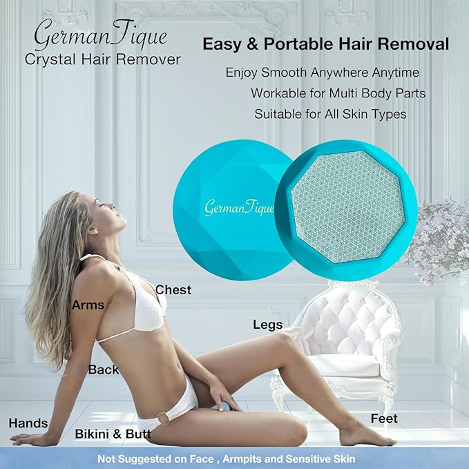 Crystal Hair EraserUpgraded Crystal Hair Remover DiamondPainless and Effective Nano Glass Hair Removal Stone and Skin ExfoliationNatural Epilator for Women and Men(Ocean Blue)
