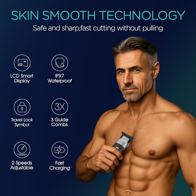 VOYOR Body Hair Trimmer for MenElectric RazorVersatile Groin &amp Body TrimmerWaterproof and Cordless Shaver Manscaper for Men USB-C Charging GroomerCeramic Blade Razor Male Grooming HT310 (Woo