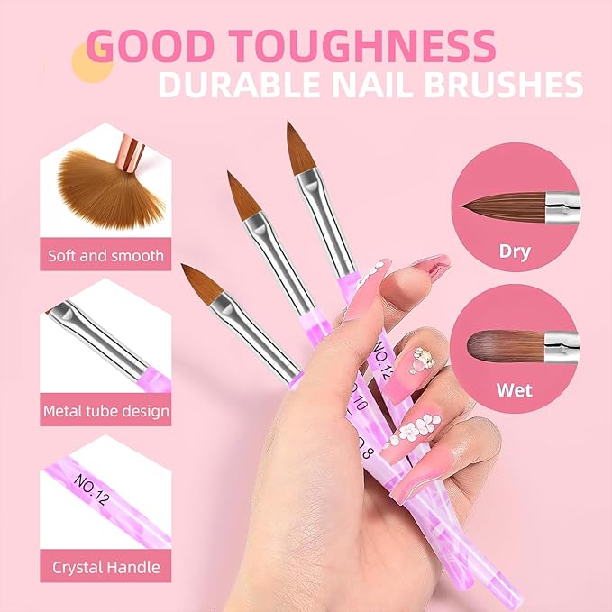Acrylic Nail Kit Starter Set White Pink Clear Acrylic Powder 6 Colors Gel Polish Nail Drill U V Light with Everything for Beginners Full Supplies Decorations Salon Tools Gift Set (Seasons Color-B1)