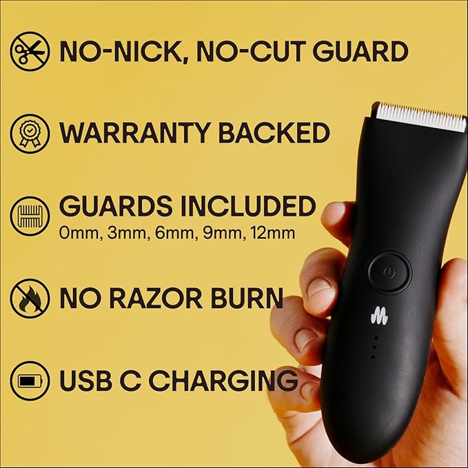 MERIDIAN The Trimmer Premium - Body Hair Trimmer &amp Electric Shaver for Men and Women for Pubic Hair Chest Legs &amp Bikini Line Waterproof &amp Rechargeable Onyx