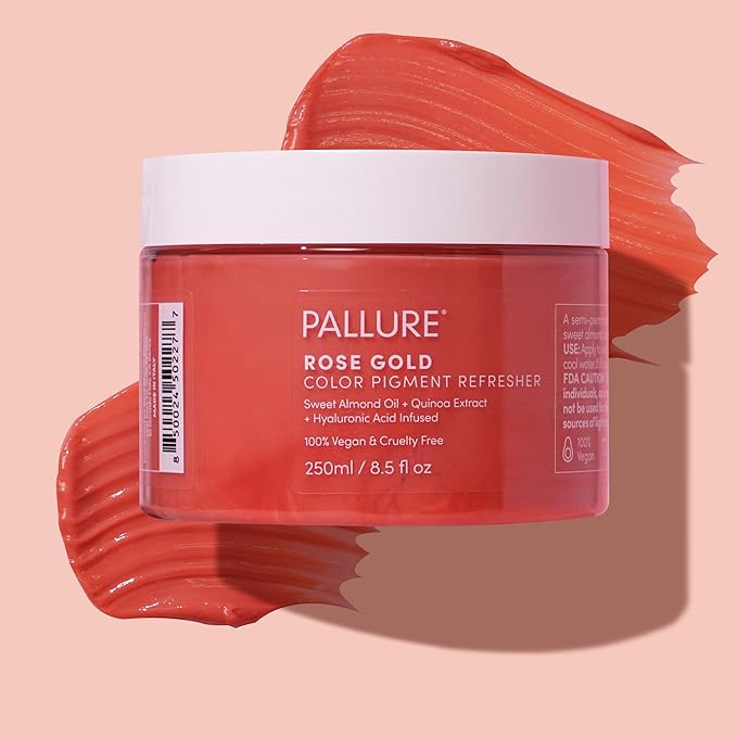 Pallure Color Pigment Refresher Mask Semi Permanent Hair Color Depositing Conditioner 8.5 Oz Rose Gold