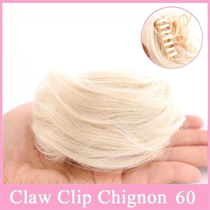Messy Bun Hair Piece for Women Space Buns Hair Pieces Mini Claw Clip in Hair Bun Messy Cat Ears Hair Bun Extension Synthetic Donut Wig Accessory Updo Hairpieces for Women Girls Fake Hair Accessorie