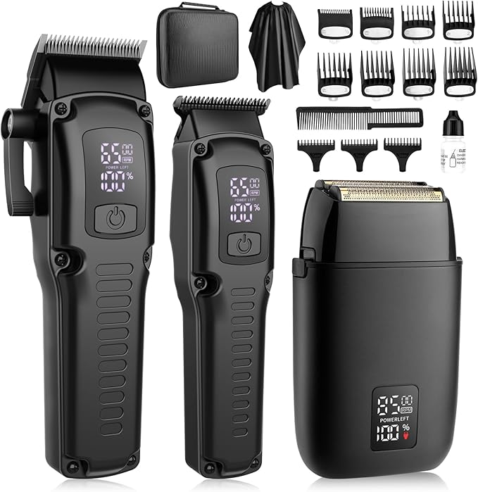 Professional Hair Clipper for Men 3 in 1 Hair Clipper Beard Trimmer and Electric Foil Shaver Set with LED Display Cordless Grooming Kit for Home Travel Barber Ideal Gift for Him