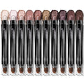 Brown Eyeshadow Stick Makeup Set 10PCS Neutral Shimmer And Matte Cream Eye Shadow Palette Metallic Bronze Smoky Eyeliner Brightener Crayon Pencil Kit Ideal Gift for Women -Ash Rose