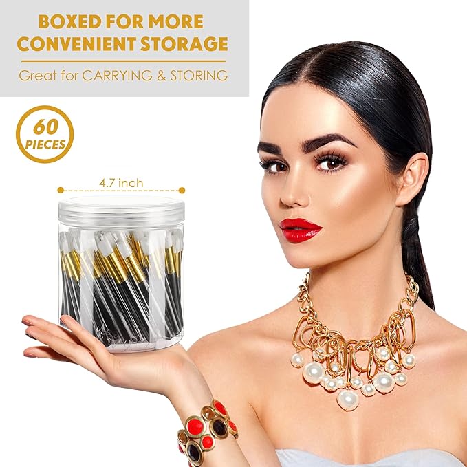 Patelai 60 Pieces Lash Shampoo Brushes with Container Eyelash Extension Cleansing Brush Nose Pore Cleaning Tool Peel off Blackhead Removing Tool Cosmetic Lash Cleanser Facial Cleansing(Black)