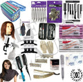 Cosmetology Hair School Kit - State Board Approved Barbershop Practice Set With Mannequin Head Travel Beginners Cutting Styling Salon Clippers &amp Bag EASY TRAVEL (Kit 1)