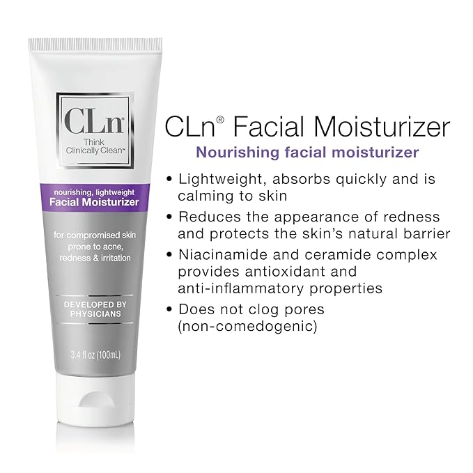 CLn® Facial Moisturizer - Soothes &amp Calms Skin Helps Reduce Appearance of Redness Locks in Moisture without Clogging Pores Dermatologist &amp Clinically Tested 3.4 oz.
