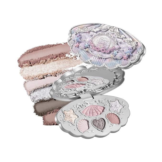 Flower Knows Shell's Jewel 6-Color Makeup PaletteNude Pink Eyeshadow with 4 Matte + 2 Shimmer ShadesBlendable Smooth Cute Eye Makeup0.23 Oz(01 Moonlight Pearl)
