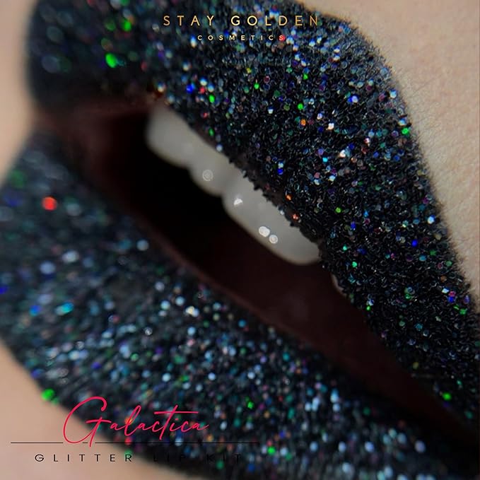 SG STAY GOLDEN COSMETICS Galactica Glitter Lip Kit Lip Liner Smudge Proof Long Lasting 3oz