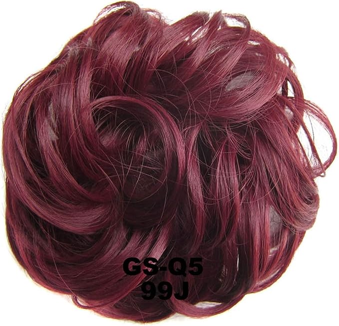 Hair Bun 1 Pack Messy Bun Hair Hoops Ponytail Hair Extensions Synthetic Donut Hair Bun Curly Wavy Hair Bun Wigs for Women Hair Bun Piece(99J)