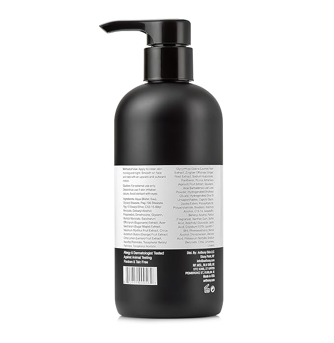 Anthony All-Purpose Facial Moisturizer ? Men?™s Hydrating Lotion for Dry Skin ? Lightweight Non-Comedogenic Anti-Aging Formula ? 16 Fl Oz