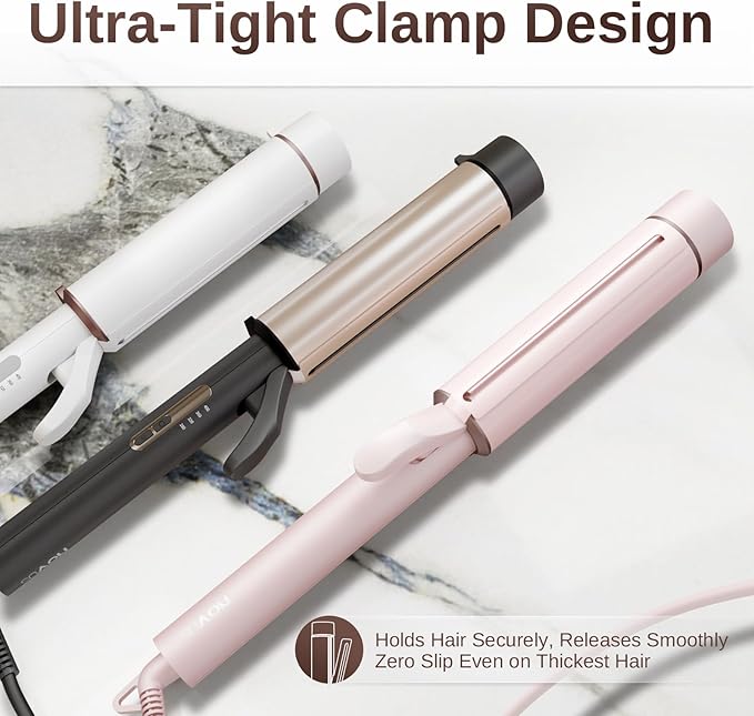 1.5 Inch Extra Large Curling Wand for Long Hair - Ceramic Tourmaline Barrel with 40000000 Negative Ions Defined Curls and Easy to Use with Temperature Control for All Hair Types