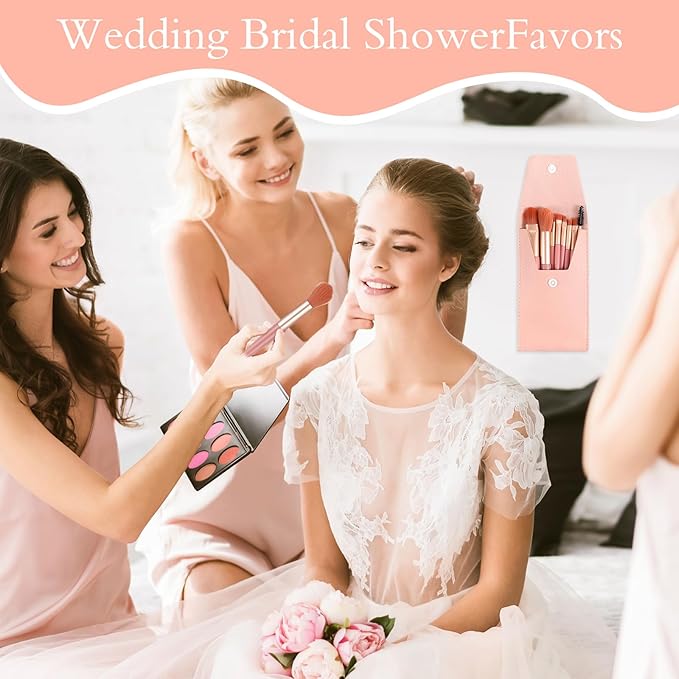 16 Sets Travel Makeup Brush Set Synthetic Fiber Face Foundation Make up Brushes Bridesmaid Gift with Travel Makeup Bag for Wedding Bridal Shower Favors Bachelorette Party Gift (pink)