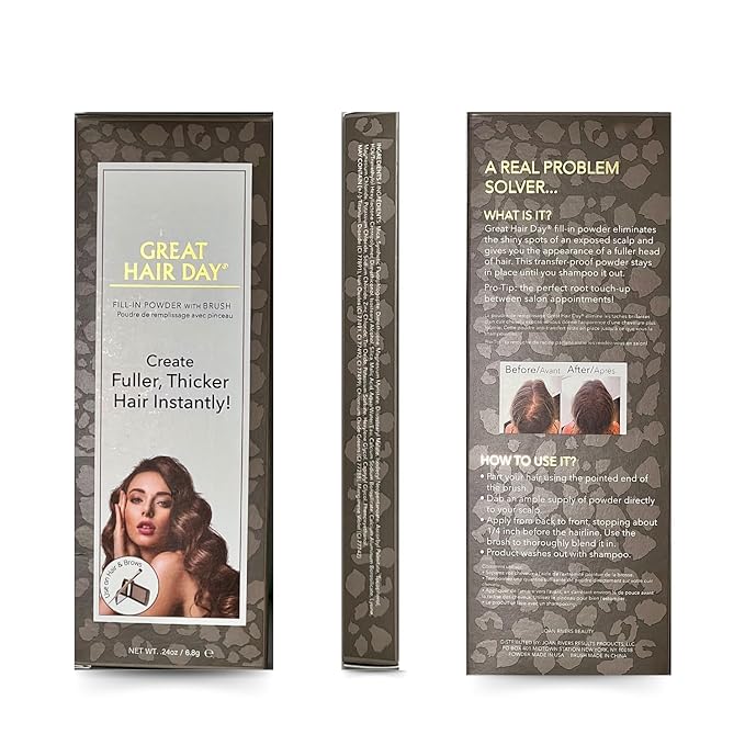 Joan Rivers Great Hair Day Root Touch Up Powder ? Fill-in Powder for Thicker Fuller Looking Hair (Dark Brunette)