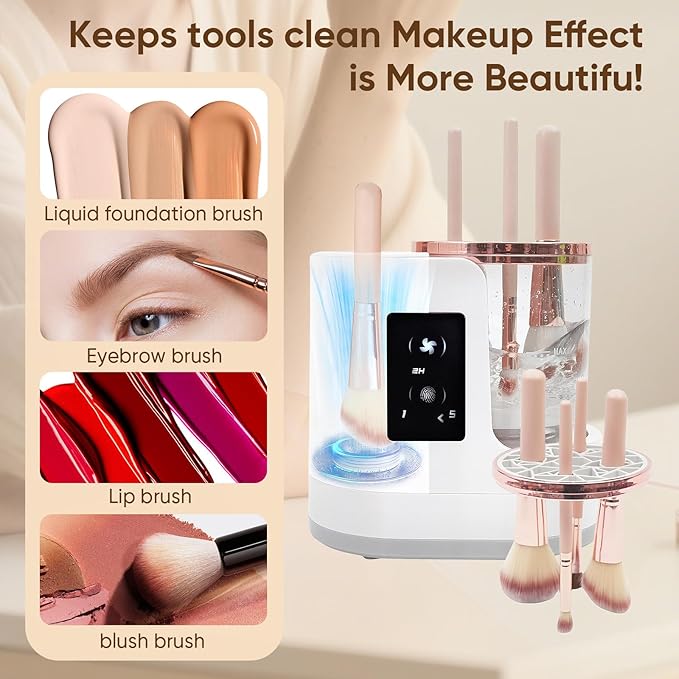 Electric Makeup Brush Cleaner 3-in-1 Automatic Brush Cleaning Machine Dual-Direction Cleaning Adjustable Drying Fits All Brush Sizes Efficient &amp Quick (Upgraded 2025 Edition)