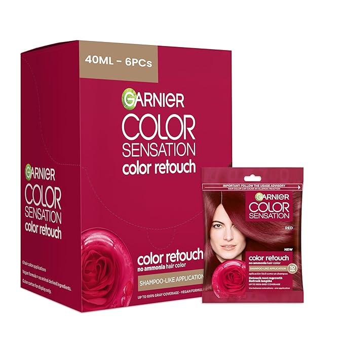 Garnier Color Sensation Color Retouch Demi Permanent Hair Dye for Roots with 100% Gray Coverage Red Hair Dye 6.6 Pack of 6