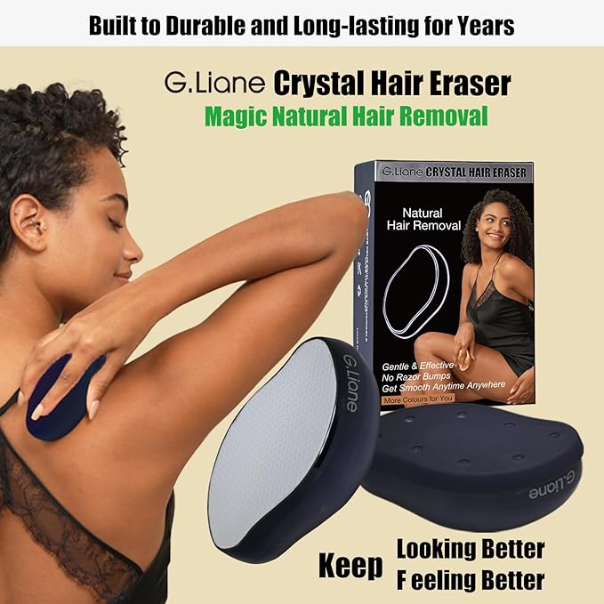 Crystal Hair EraserUpgraded Painless Crystal Hair RemoverEffective Nano Glass Hair Removal Device and Skin ExfoliationBody Epilator for Women and Men(Black)