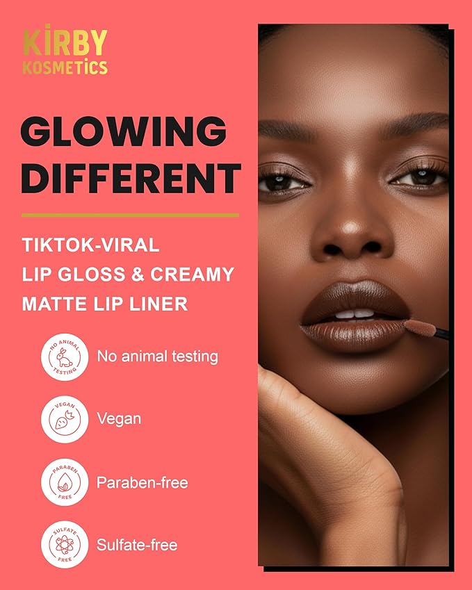 Lip Kit Duo ? Glowing Different - TikTok-Viral Precision Liner &amp Glossy Liquid Lipstick Clean 2-Step Set with Hydrating Long-Wear Color ? Bold Inclusive Beauty for Everyday Konfidence