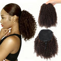 VADES Kinky Curly Human Hair Drawstring Ponytail for Black Women Dark Brown Real Hair Ponytail Extension 12 Inch Afro Puff Ponytail Hair With 3 Stable Combs Color #2 Curly Hair Extension