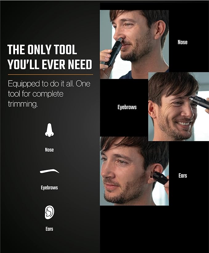 M-7 Nose Hair Trimmer ? Multifunctional Nose Ears and Eyebrows Hair Trimmer for Men with Nickel Sterilized Coating and Self-Cleaning Water Resistant Design ? Travel Pouch Included