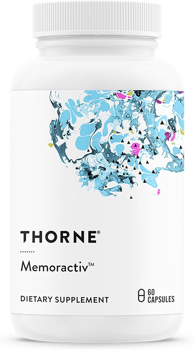 THORNE - Memoractiv - Nootropic Brain Supplement for Focus Creativity and Concentration - Ashwagandha Ginkgo Lutemax Bacopa Pterostilbene - Gluten-Free Dairy-Free* - 60 Capsules - 30 Servings