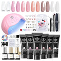 Modelones Poly Nail Gel Kit 6 Colors Poly Extension Gel Clear Pink White with 48W U V/LED Lamp 3D Nail Charms Builder Slip Solution Complete Toe Manicure Supplies Tools for Starter