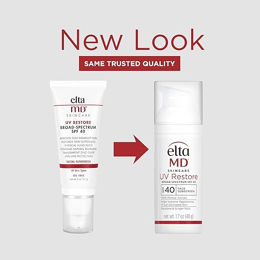 EltaMD UV RestoreFace Sunscreen SPF 40 Mineral Sunscreen for Sun Damaged Skin Repair Anti-Aging Zinc Oxide Sunscreen Formula