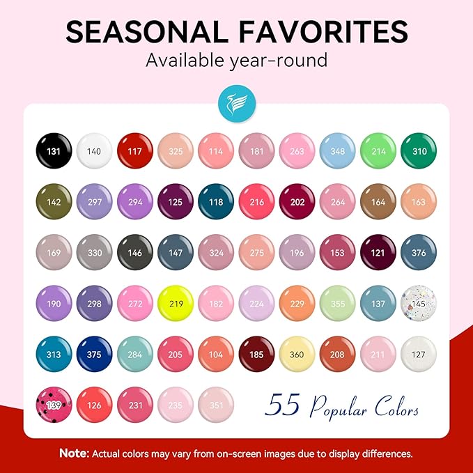 PHOENIXY 71 Pcs Gel Nail Polish Kit with U V Light 55 Colours Gel Polish with 5 Pcs Base Top Coat Manicure Starter Nail Polish Set Christmas Gifts for Women ST9018