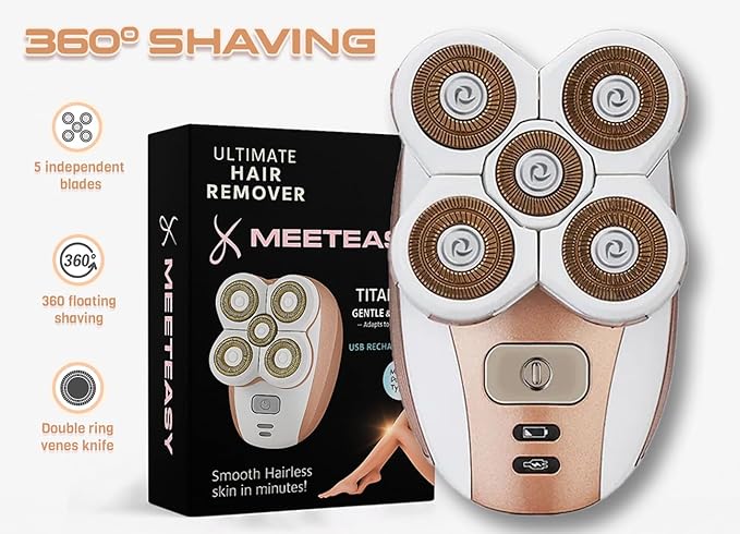 Electric Leg Shaver for Women - Rechargeable Painless Lady Razor for Leg Face Lips Body Underarms Armpit - Female Cordless Bikini Trimmer