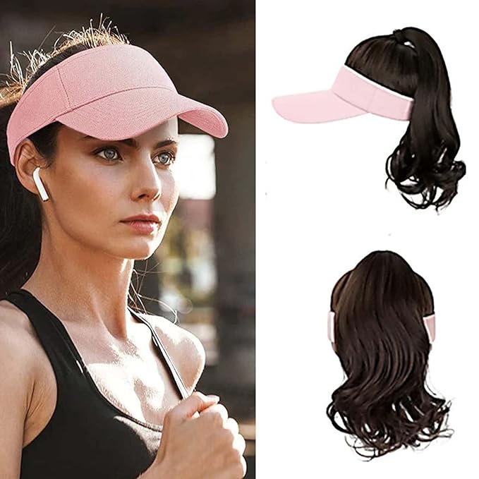 Hat Wig for Women Baseball Cap Wig with Curly Synthetic Hair Extensions Ponytail Cap wig Sun Hat with Hair