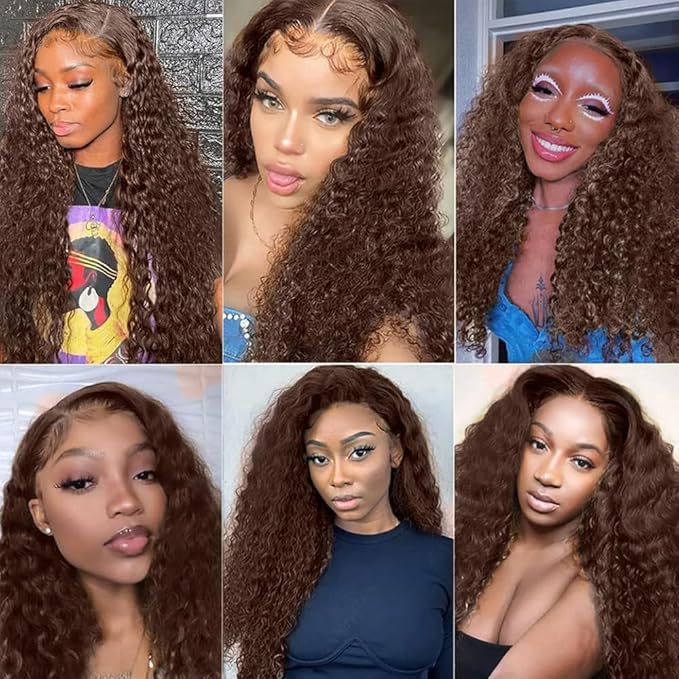 Color #30 Brown Bundles Human Hair Deep Wave 3 Bundles 22 22 22 Inch Unprocessed Brazilian Virgin Remy Light Brown Deep Wave Bundle Human Hair Extensions