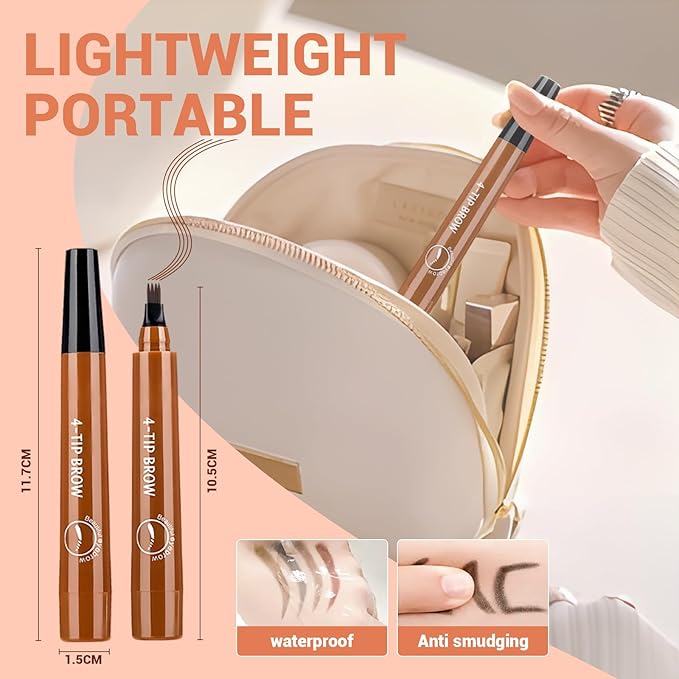 Microblading Eyebrow Pencil 2025 Upgraded 3D Waterproof Eyebrow Pen Fine Tip Long Lasting Brow Pen for Natural Brows Eye Brow Pencils for Women (Black)