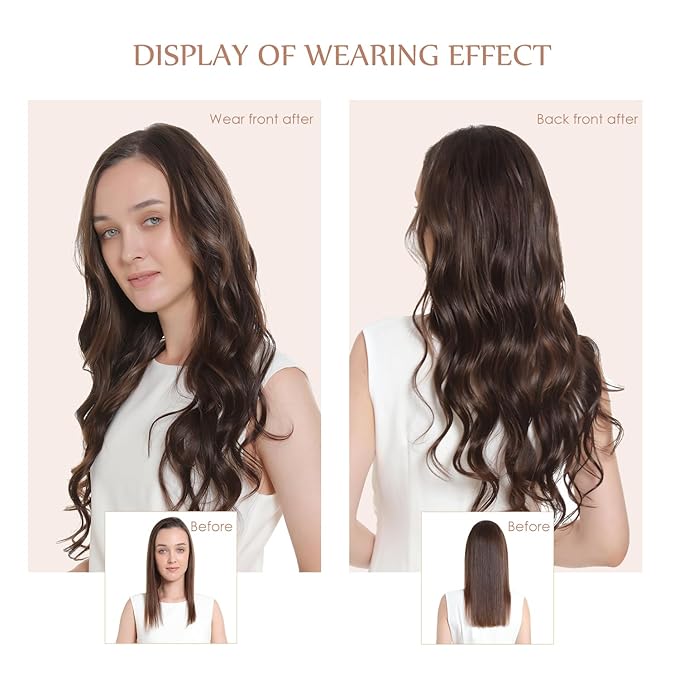 Sisily Clip in Hair Extensions Real Human Hair 22 inch 170g Dark Brown 100% Brazilian Remy Human Hair Clip in Extensions Soft Straight 7pcs Per Set with 16 Clips Double Weft