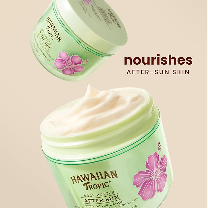 Hawaiian Tropic After Sun Body Butter with Coconut Oil Beach Essentials Tan Extender Lotion 8oz each Twin Pack (Pack of 2)