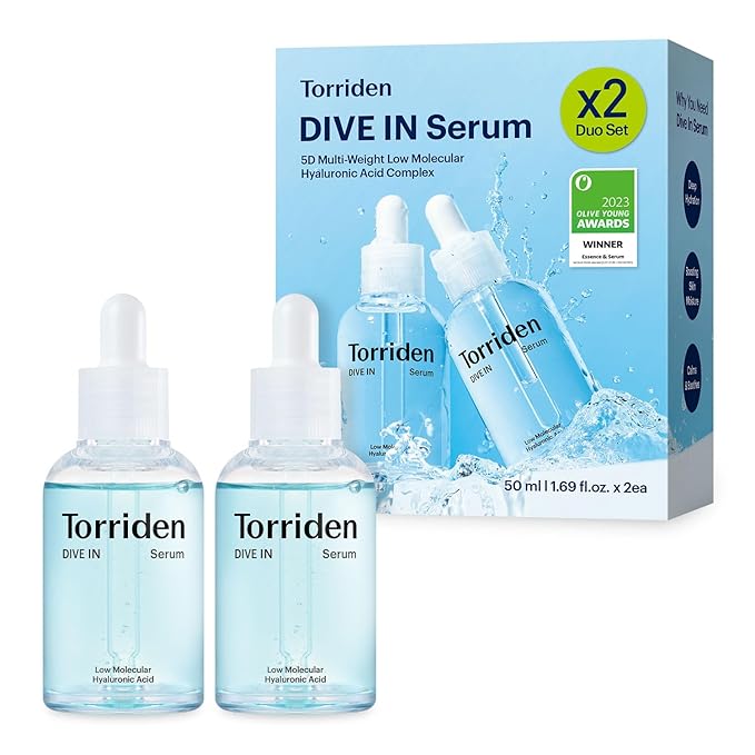 Torriden DIVE IN Hyaluronic Acid Serum 50ml(1.69 fl.oz.) * 2 (Pack of 2) | Deep Hydration to Get Glow Skin | Hyaluronic Acid Panthenol Allantoin | Korean Facial Serum