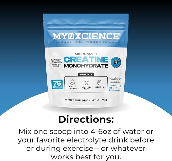 MYOXCIENCE Micronized Creavitalis Creatine | The World?™s Purest Micronized Form of Creatine Monohydrate | Supports Muscle Performance Lean Body Mass &amp Cognition | 75 Servings