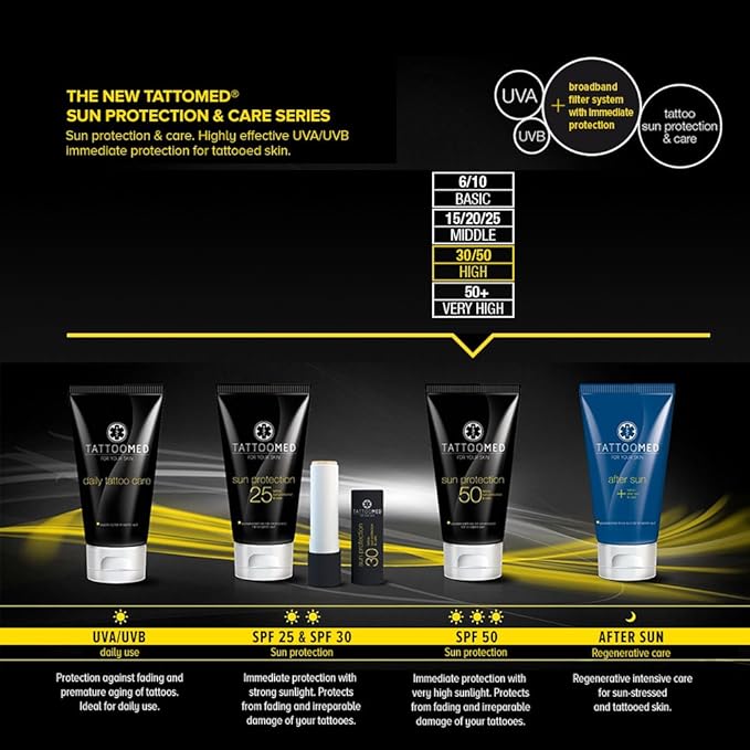 TattooMed Sun Protection SPF50 100ml - tattoo sun protection color protection tattoo care &amp cream by TattooMed
