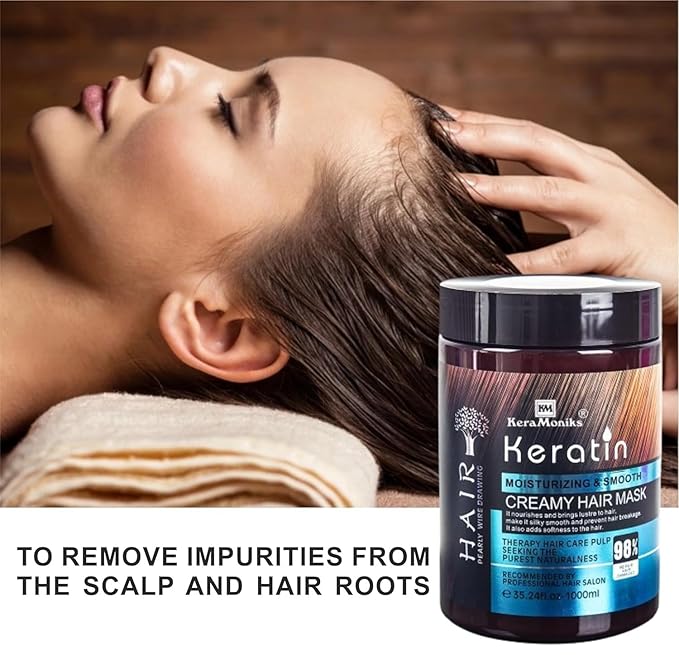 BTONE Keratin &amp Collagen Hair Mask - Damaged Hair Treatment Moisturizing &amp Nourishing Split Ends &amp Dandruff Care 11.8 Fl Oz (Pack of 3)