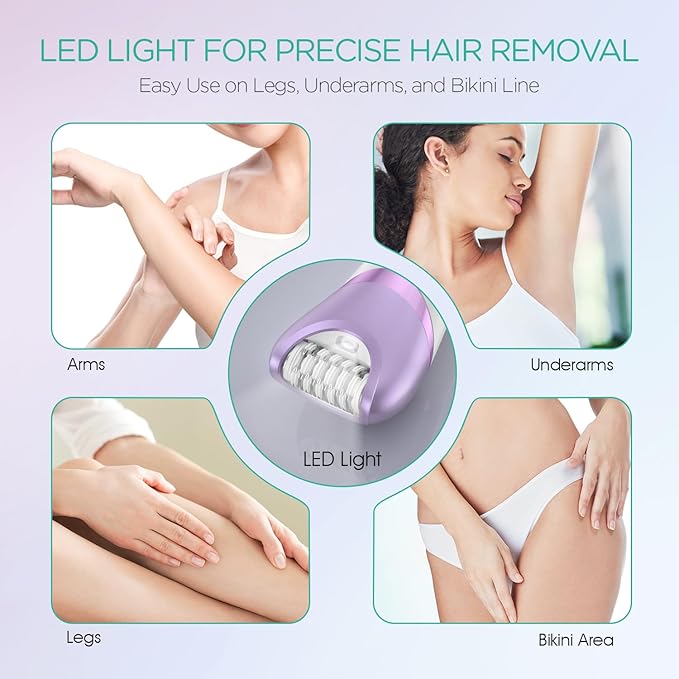 VOYOR Epilator for Women Cordless Epilators Hair Removal for Women 3 in 1 Hair Removal Device for Leg Arm Face with 30 Tweezers Rechargeable Wet &amp Dry Electric Lady Shaver &amp Trimmer BM300 (