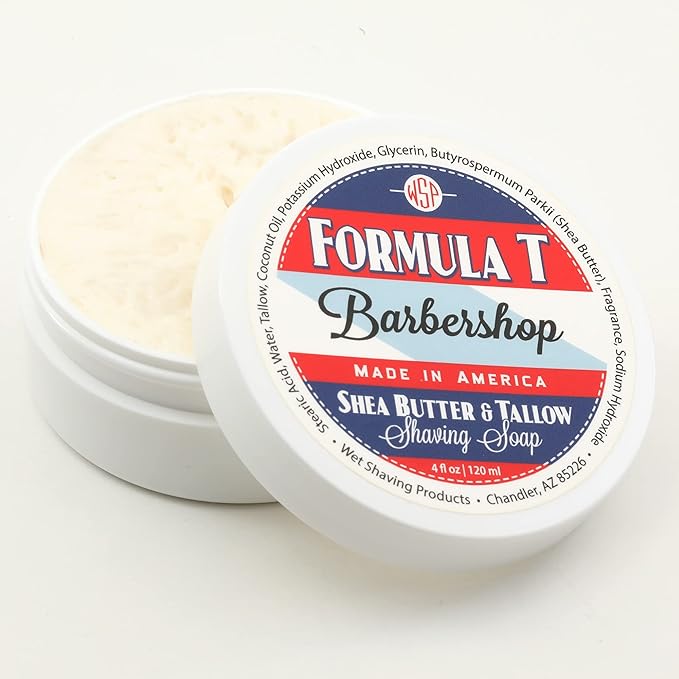 Shaving Soap WSP Formula T (Barbershop) 4 Oz Made with Shea Butter &amp Tallow