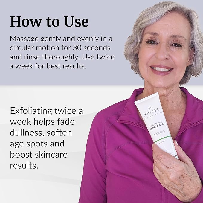 Vibriance Ultra-Gentle Face Scrub 4 fl oz - Exfoliating Facial Wash Unclogs Pores - Sulfate and Paraben-Free Exfoliator For All Skin Types - Made with Natural Ingredients