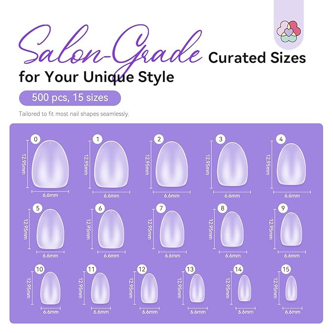 SAVILAND Advanced Gel Nail Kit Almond: 15 Sizes Extra Short Almond Nail Tips with Nail Drill &amp U V Lamp 500 Pcs Salon Grade Full Matte Nail Tips 30-Day Long Lasting Home DIY Beginner