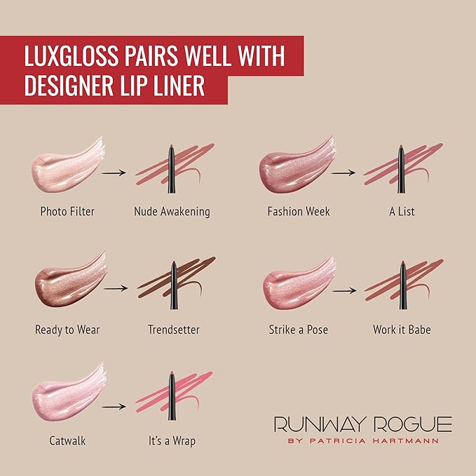 Runway Rogue LuxGloss Lip Gloss Trio High-Pigment Shimmer Lip Gloss Set (?˜Photo Filter???˜Catwalk???˜Strike a Pose??